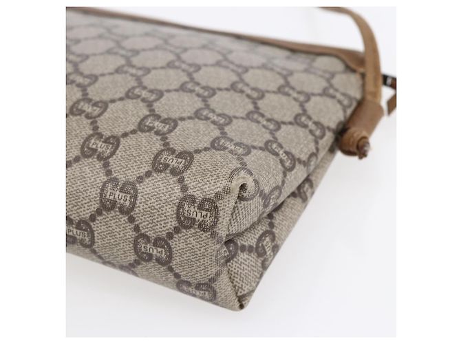 Borsa a Spalla GUCCI GG Plus Supreme in Pelle PVC Beige Oro Auth 150999 D'oro - vista 12