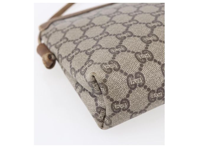 Borsa a Spalla GUCCI GG Plus Supreme in Pelle PVC Beige Oro Auth 150999 D'oro - vista 13