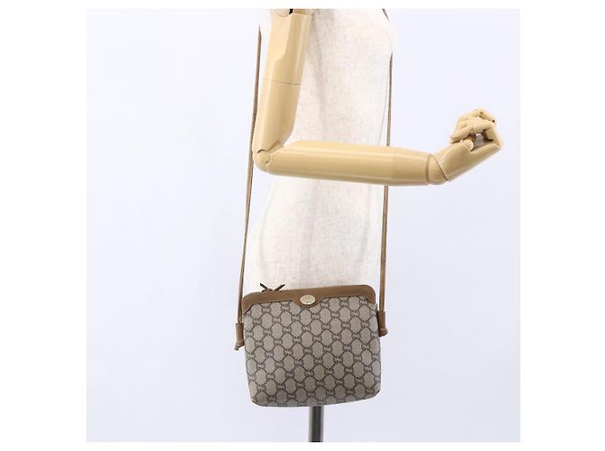 Borsa a Spalla GUCCI GG Plus Supreme in Pelle PVC Beige Oro Auth 150999 D'oro - vista 22