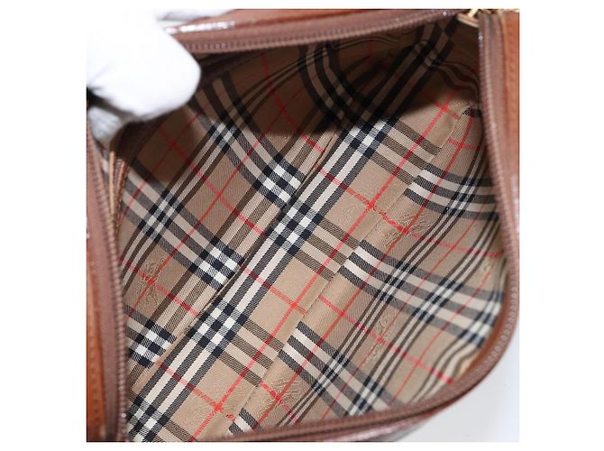 Autre Marque Borsa a Spalla Burberrys Nova Check in Pelle Marrone Oro Auth ep11687 D'oro - vista 11