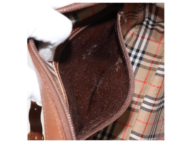 Autre Marque Borsa a Spalla Burberrys Nova Check in Pelle Marrone Oro Auth ep11687 D'oro - vista 12
