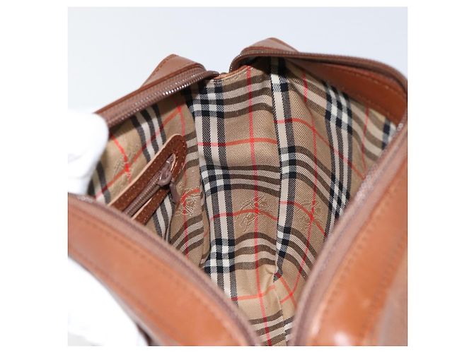 Autre Marque Borsa a Spalla Burberrys Nova Check in Pelle Marrone Oro Auth ep11687 D'oro - vista 19