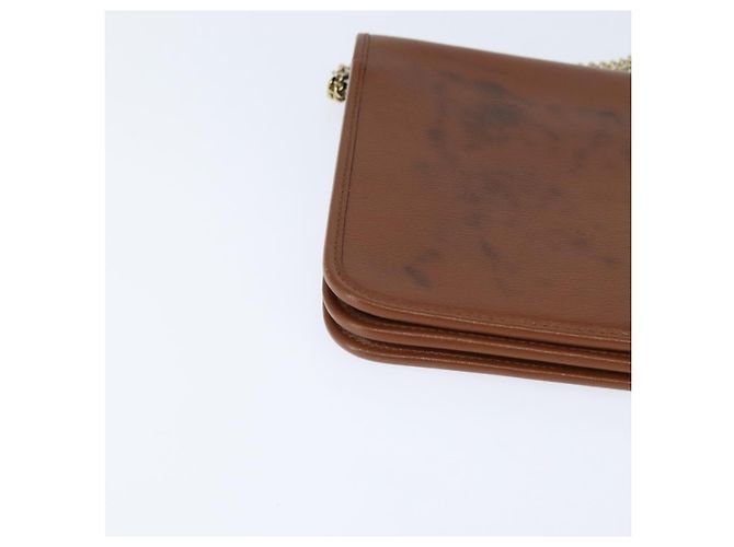 Borsa a spalla con catena Christian Dior in pelle marrone dorato Auth BA7503 D'oro - vista 10