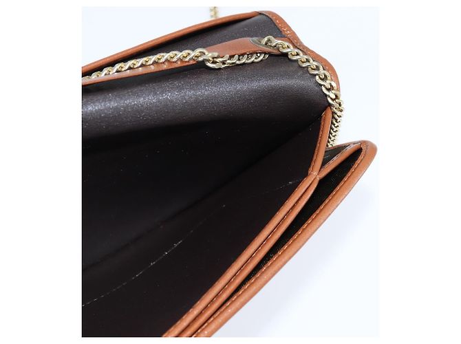 Borsa a spalla con catena Christian Dior in pelle marrone dorato Auth BA7503 D'oro - vista 18