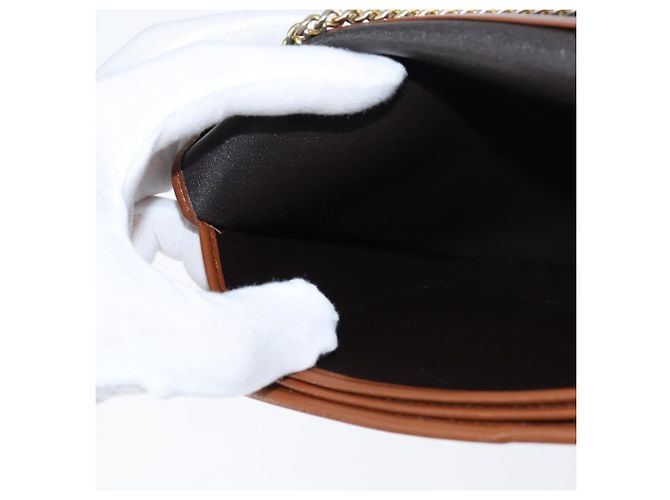 Borsa a spalla con catena Christian Dior in pelle marrone dorato Auth BA7503 D'oro - vista 19