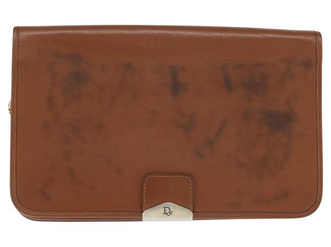 Borsa a spalla con catena Christian Dior in pelle marrone dorato Auth BA7503 D'oro - vista 2
