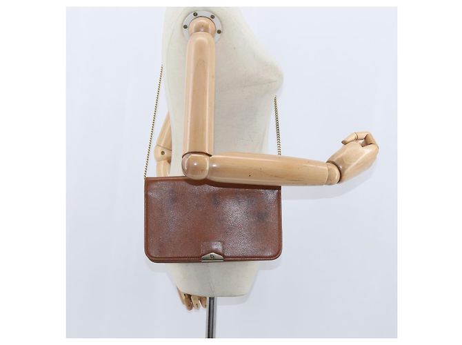 Borsa a spalla con catena Christian Dior in pelle marrone dorato Auth BA7503 D'oro - vista 22