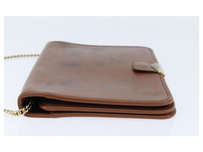 Borsa a spalla con catena Christian Dior in pelle marrone dorato Auth BA7503 D'oro - vista 4