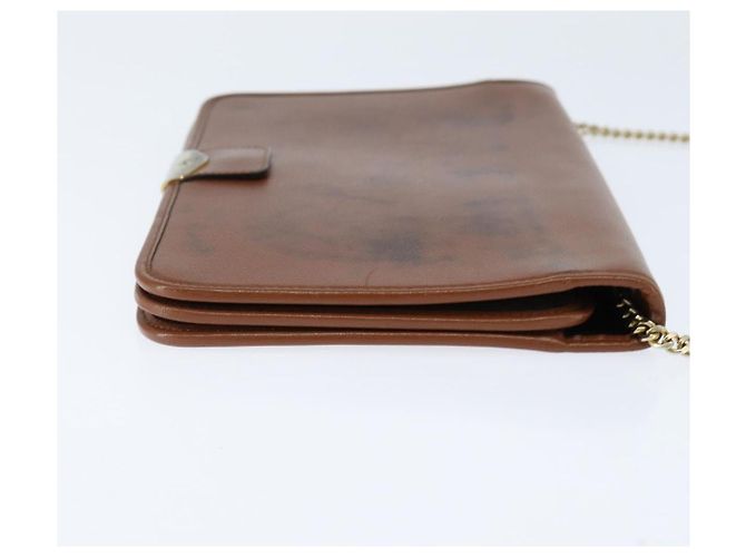 Borsa a spalla con catena Christian Dior in pelle marrone dorato Auth BA7503 D'oro - vista 5