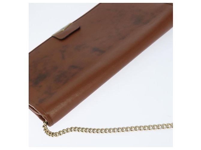 Borsa a spalla con catena Christian Dior in pelle marrone dorato Auth BA7503 D'oro - vista 6