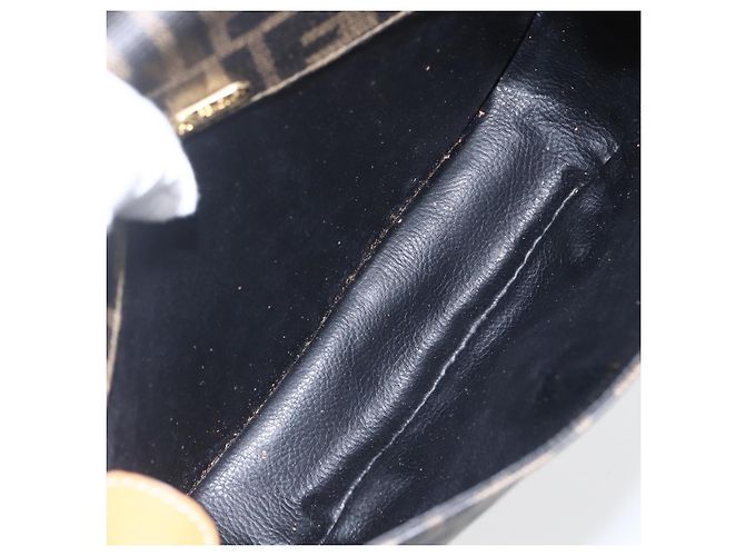 Borsa a Spalla in Tela Zucca FENDI PVC Nero Marrone Oro Auth ti3485 D'oro - vista 10
