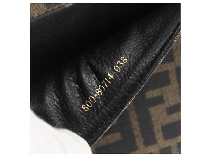 Borsa a Spalla in Tela Zucca FENDI PVC Nero Marrone Oro Auth ti3485 D'oro - vista 12