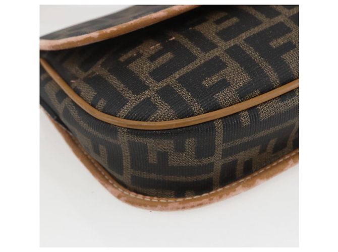 Borsa a Spalla in Tela Zucca FENDI PVC Nero Marrone Oro Auth ti3485 D'oro - vista 14