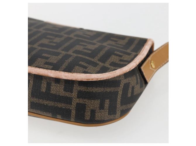 Borsa a Spalla in Tela Zucca FENDI PVC Nero Marrone Oro Auth ti3485 D'oro - vista 15