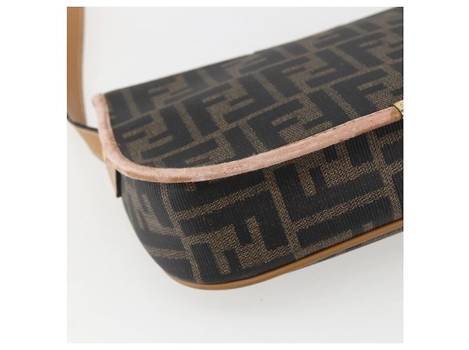 Borsa a Spalla in Tela Zucca FENDI PVC Nero Marrone Oro Auth ti3485 D'oro - vista 16