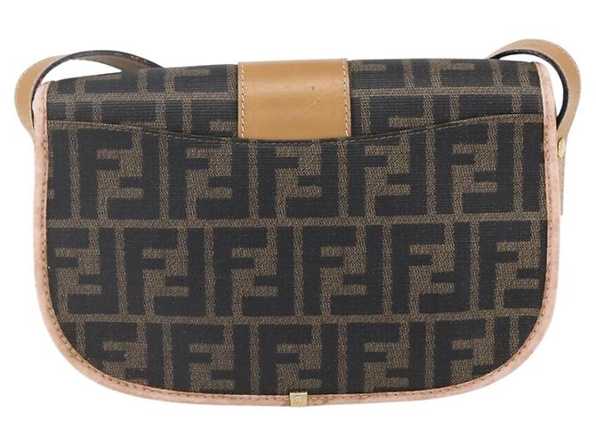 Borsa a Spalla in Tela Zucca FENDI PVC Nero Marrone Oro Auth ti3485 D'oro - vista 2