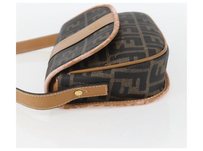 Borsa a Spalla in Tela Zucca FENDI PVC Nero Marrone Oro Auth ti3485 D'oro - vista 3