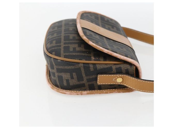 Borsa a Spalla in Tela Zucca FENDI PVC Nero Marrone Oro Auth ti3485 D'oro - vista 4