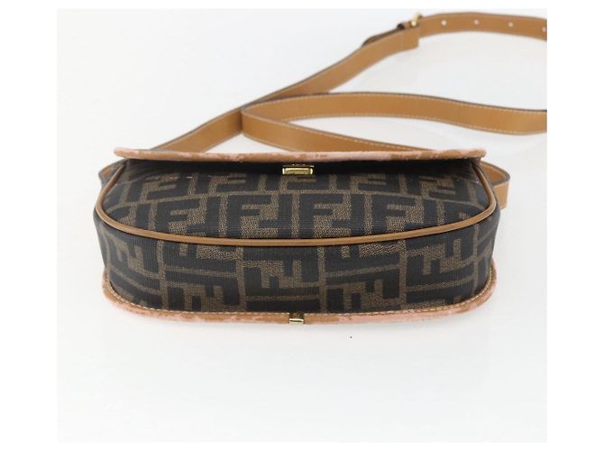 Borsa a Spalla in Tela Zucca FENDI PVC Nero Marrone Oro Auth ti3485 D'oro - vista 5