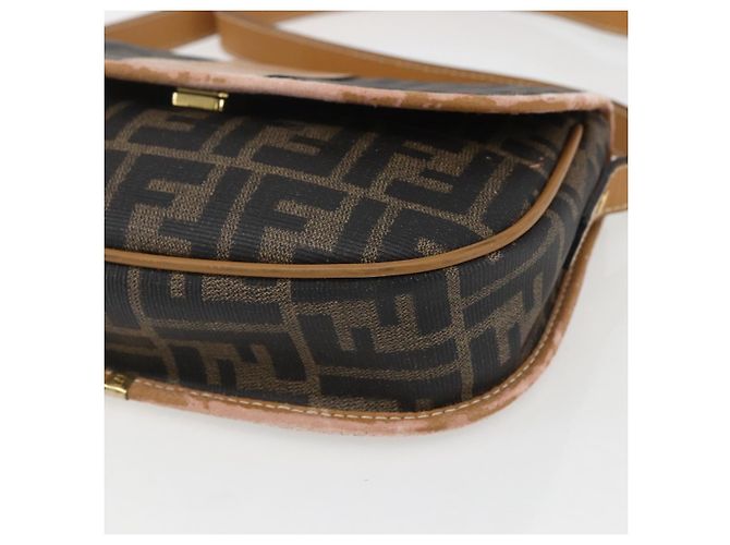 Borsa a Spalla in Tela Zucca FENDI PVC Nero Marrone Oro Auth ti3485 D'oro - vista 9