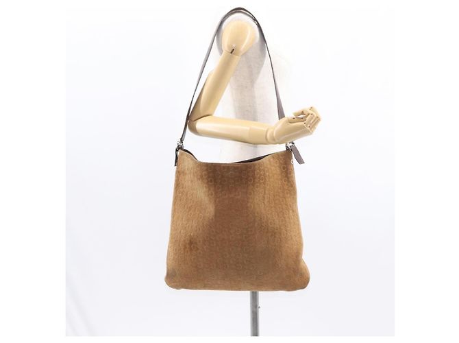 Céline Borsa a Spalla in Tela Macadam C di CELINE in Suede Marrone Oro Auth ti3487 D'oro - vista 21