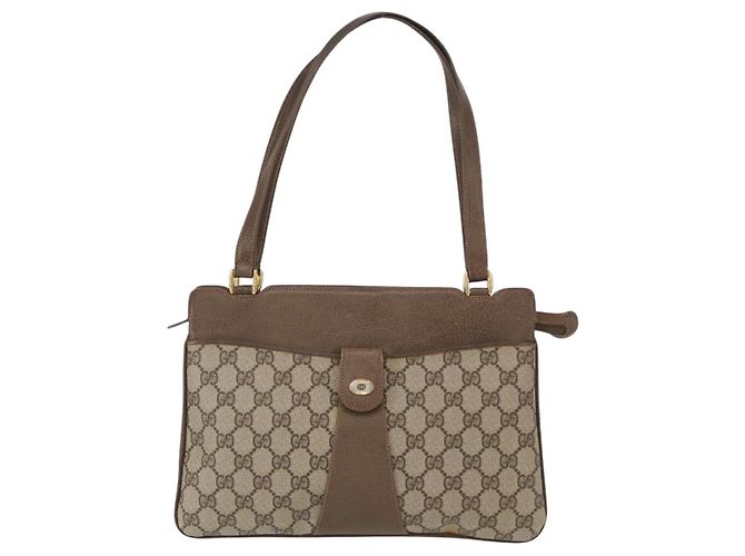 Gucci Borsa Tote GG Supreme in PVC Beige Oro Auth BA8621 D'oro - vista 13