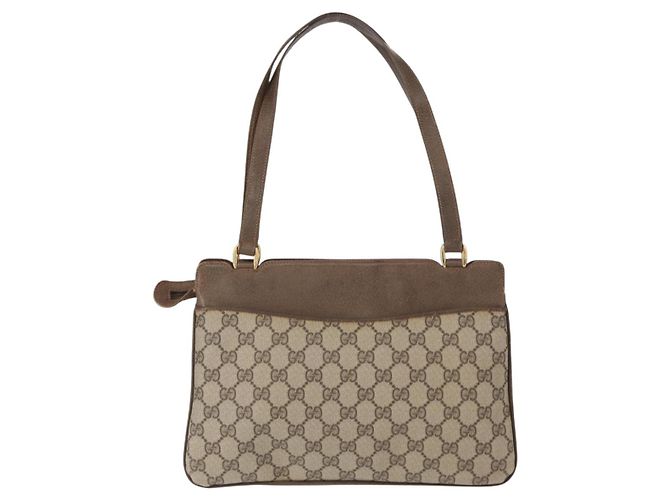 Gucci Borsa Tote GG Supreme in PVC Beige Oro Auth BA8621 D'oro - vista 2