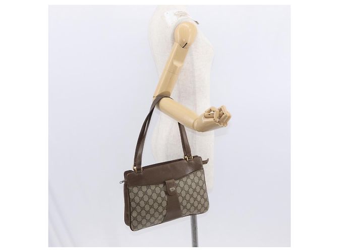 Gucci Borsa Tote GG Supreme in PVC Beige Oro Auth BA8621 D'oro - vista 26