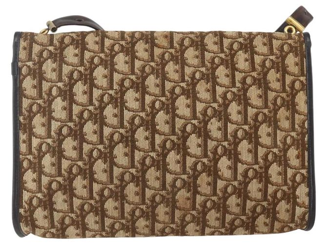 Borsa a Spalla in Tela Trotter Christian Dior Beige Oro Auth 157805 D'oro - vista 2