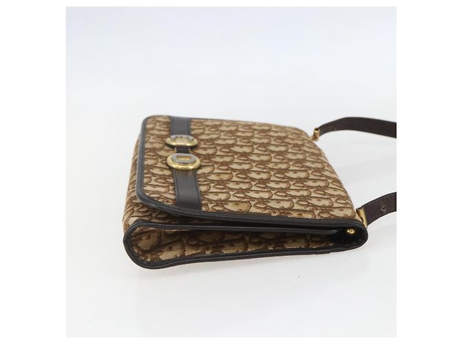 Borsa a Spalla in Tela Trotter Christian Dior Beige Oro Auth 157805 D'oro - vista 4