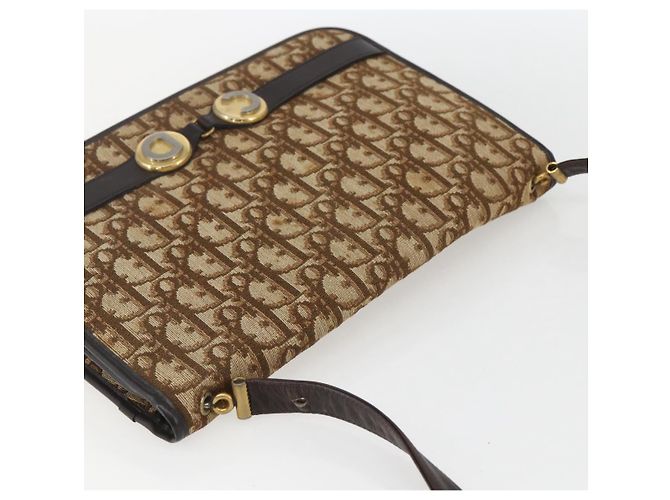 Borsa a Spalla in Tela Trotter Christian Dior Beige Oro Auth 157805 D'oro - vista 6