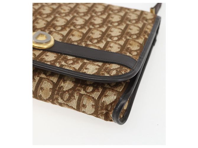 Borsa a Spalla in Tela Trotter Christian Dior Beige Oro Auth 157805 D'oro - vista 9
