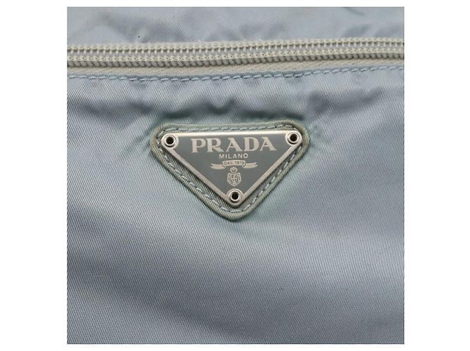 PRADA Schultertasche Nylon Hellblau Silber Authentisch 157225 - Ansicht 17
