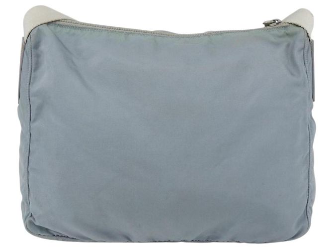 PRADA Schultertasche Nylon Hellblau Silber Authentisch 157225 - Ansicht 2