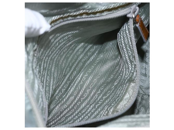 PRADA Schultertasche Nylon Hellblau Silber Authentisch 157225 - Ansicht 23
