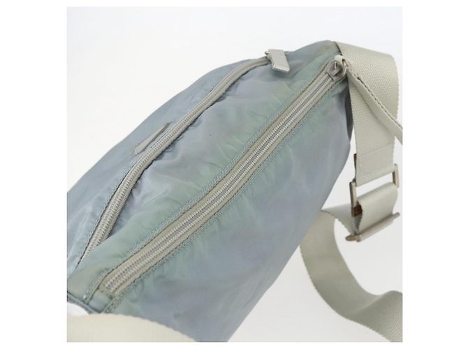 PRADA Schultertasche Nylon Hellblau Silber Authentisch 157225 - Ansicht 6
