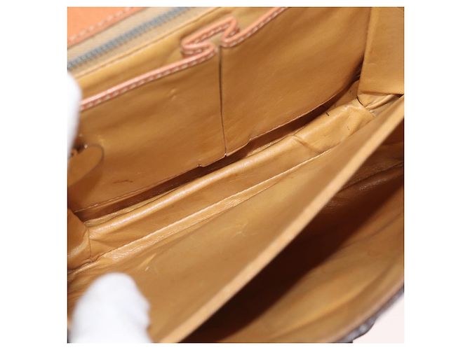 Céline Borsa a Spalla in Tela Macadam CELINE in Pelle PVC Marrone Oro Auth 156250 D'oro - vista 10