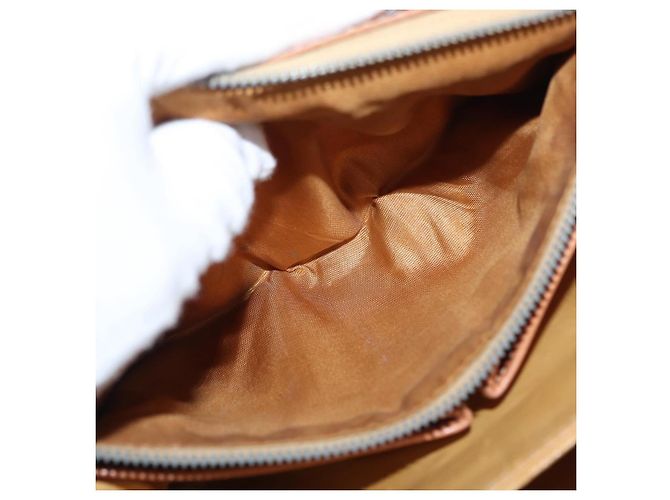 Céline Borsa a Spalla in Tela Macadam CELINE in Pelle PVC Marrone Oro Auth 156250 D'oro - vista 11