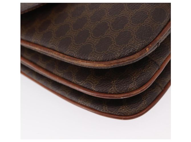 Céline Borsa a Spalla in Tela Macadam CELINE in Pelle PVC Marrone Oro Auth 156250 D'oro - vista 14