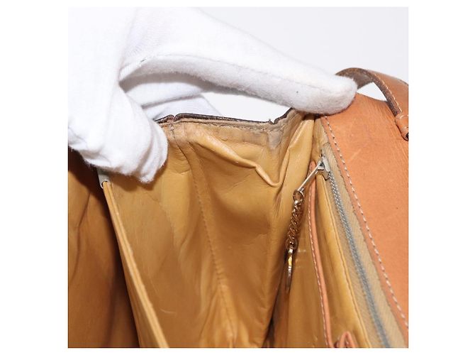 Céline Borsa a Spalla in Tela Macadam CELINE in Pelle PVC Marrone Oro Auth 156250 D'oro - vista 21