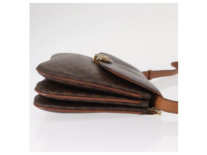 Céline Borsa a Spalla in Tela Macadam CELINE in Pelle PVC Marrone Oro Auth 156250 D'oro - vista 3