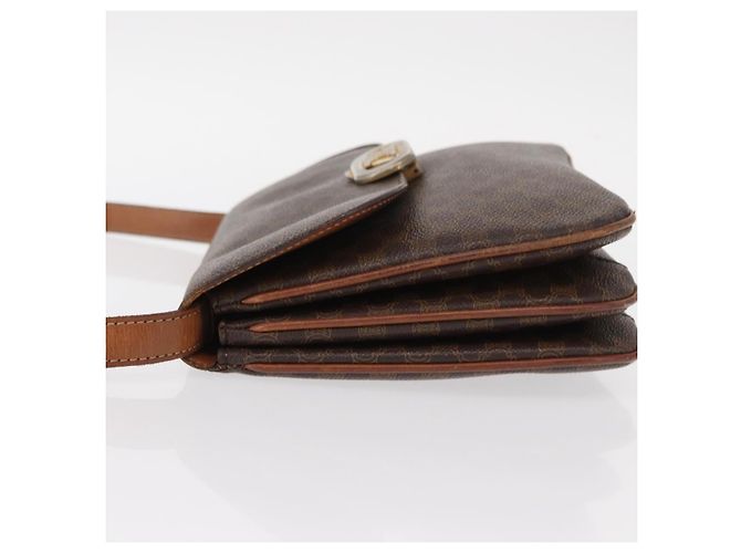 Céline Borsa a Spalla in Tela Macadam CELINE in Pelle PVC Marrone Oro Auth 156250 D'oro - vista 4