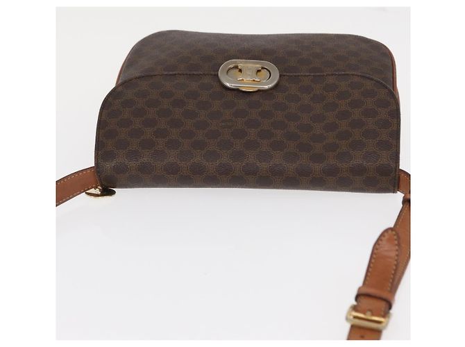 Céline Borsa a Spalla in Tela Macadam CELINE in Pelle PVC Marrone Oro Auth 156250 D'oro - vista 6
