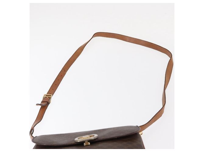 Céline Borsa a Spalla in Tela Macadam CELINE in Pelle PVC Marrone Oro Auth 156250 D'oro - vista 8