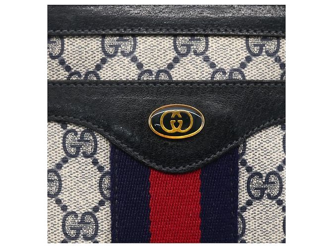 GUCCI GG Supreme Sherry Line Schultertasche PVC Rot Marine 41 02 013 Auth am9899 Marineblau - Ansicht 17