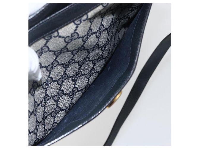 GUCCI GG Supreme Sherry Line Schultertasche PVC Rot Marine 41 02 013 Auth am9899 Marineblau - Ansicht 25