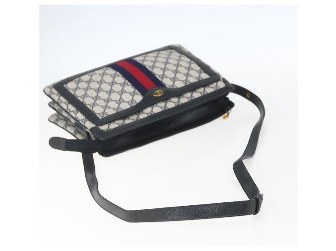 GUCCI GG Supreme Sherry Line Schultertasche PVC Rot Marine 41 02 013 Auth am9899 Marineblau - Ansicht 7