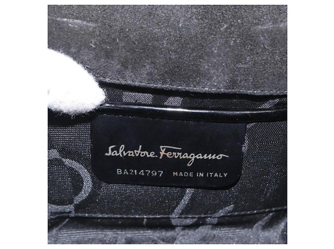 Borsa a Spalla Gancini Salvatore Ferragamo Smalto Nero Oro Auth kk580 D'oro - vista 12