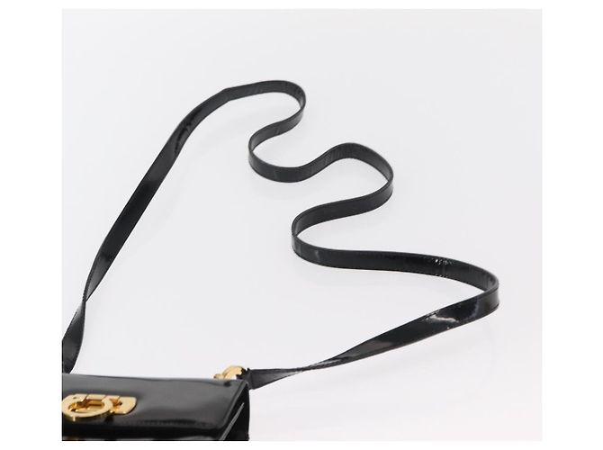 Borsa a Spalla Gancini Salvatore Ferragamo Smalto Nero Oro Auth kk580 D'oro - vista 14