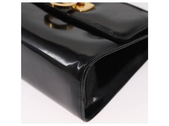 Borsa a Spalla Gancini Salvatore Ferragamo Smalto Nero Oro Auth kk580 D'oro - vista 15